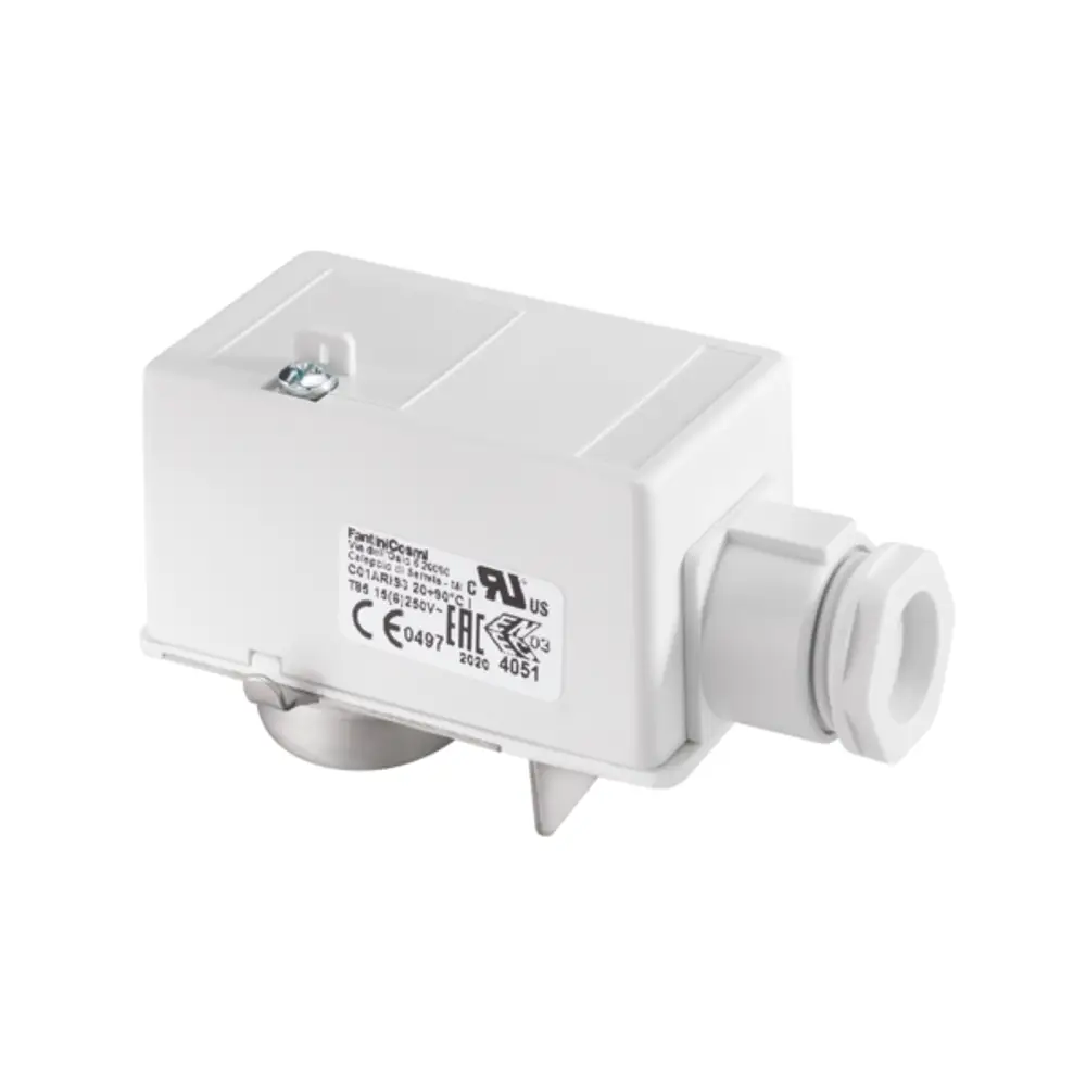Weißer OVENTROP Sicherheitstemperaturwächter 20-90 C, Modell 1344583, mit UL- und CE-Kennzeichnung.